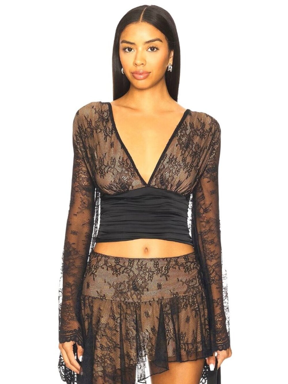 I.AM.GIA Stevie Top in Black Small New Womens Lace Bell Sleeve Blouse